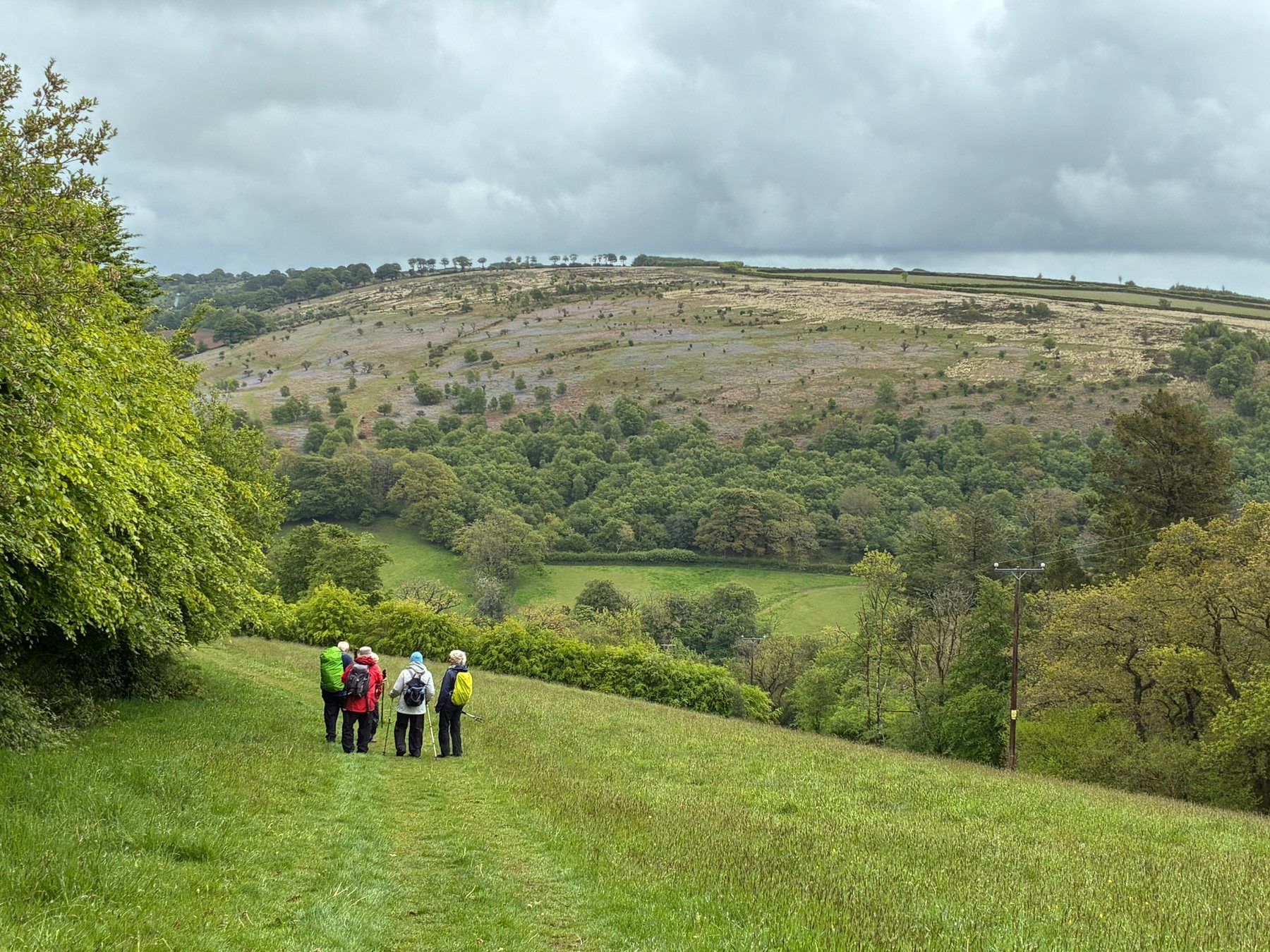 Walkers on the Two Moors Way near Withypool and Tarr Steps on Exmoor