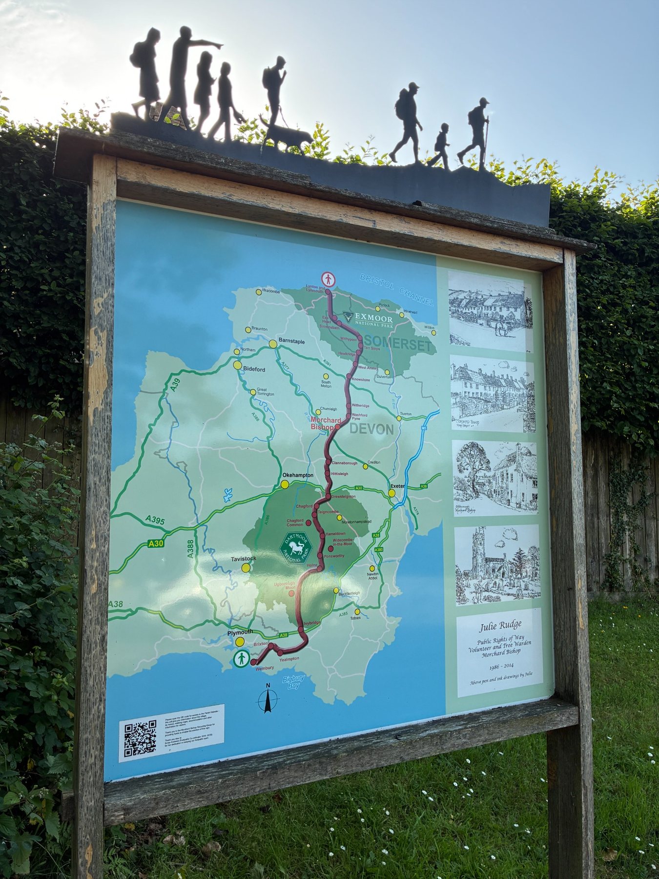 Two Moors Way information board at Morchard Bishop